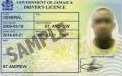 Jamaican national on his issued drivers license in Jamaica 